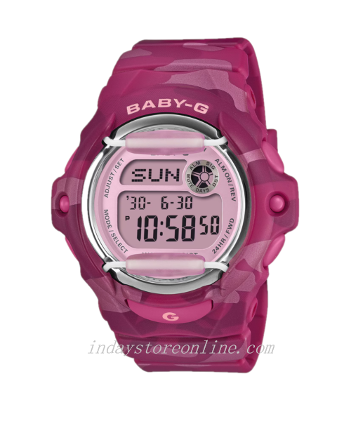 Casio Baby-G Digital Watch BG-169CM-4 Mineral Glass Resin Band Shock Resistant Pink Camouflage Color Battery Life: 3 Years