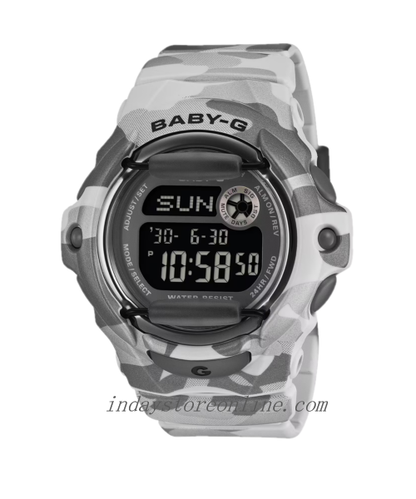 Casio Baby-G Digital Watch BG-169CMB-8 Mineral Glass Resin Band Shock Resistant Gray Camouflage Color Battery Life: 3 Years