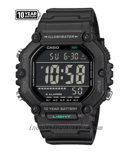 Casio Digital Men's Watch AE-1600HX-1B Mineral Glass Resin Band Black Battery Life: 10 Years