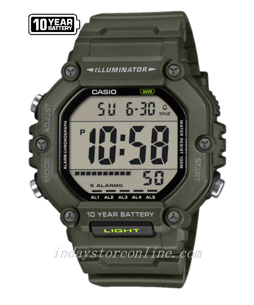 Casio Digital Men's Watch AE-1600HX-3A Mineral Glass Resin Band Battery Life: 10 Years
