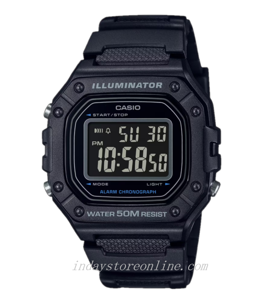 Casio Digital Men's Watch W-218H-1B Sporty Design Black Color Resin Strap