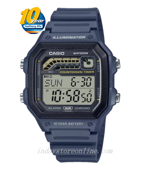 Casio Digital Men's Watch WS-1600H-2A Digital Sporty Design Resin Band Resin Glass