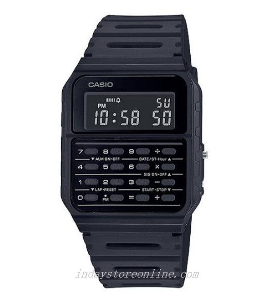 Casio Digital Unisex Watch CA-53WF-1B Calculator Black Color Resin Strap Battery Life 5-Years