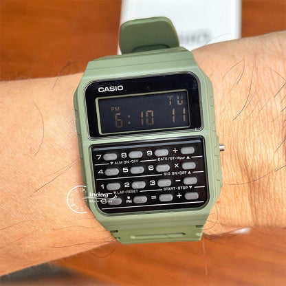 Casio Digital Unisex Watch CA-53WF-3B Calculator Digital Green Color Resin Band Resin Glass