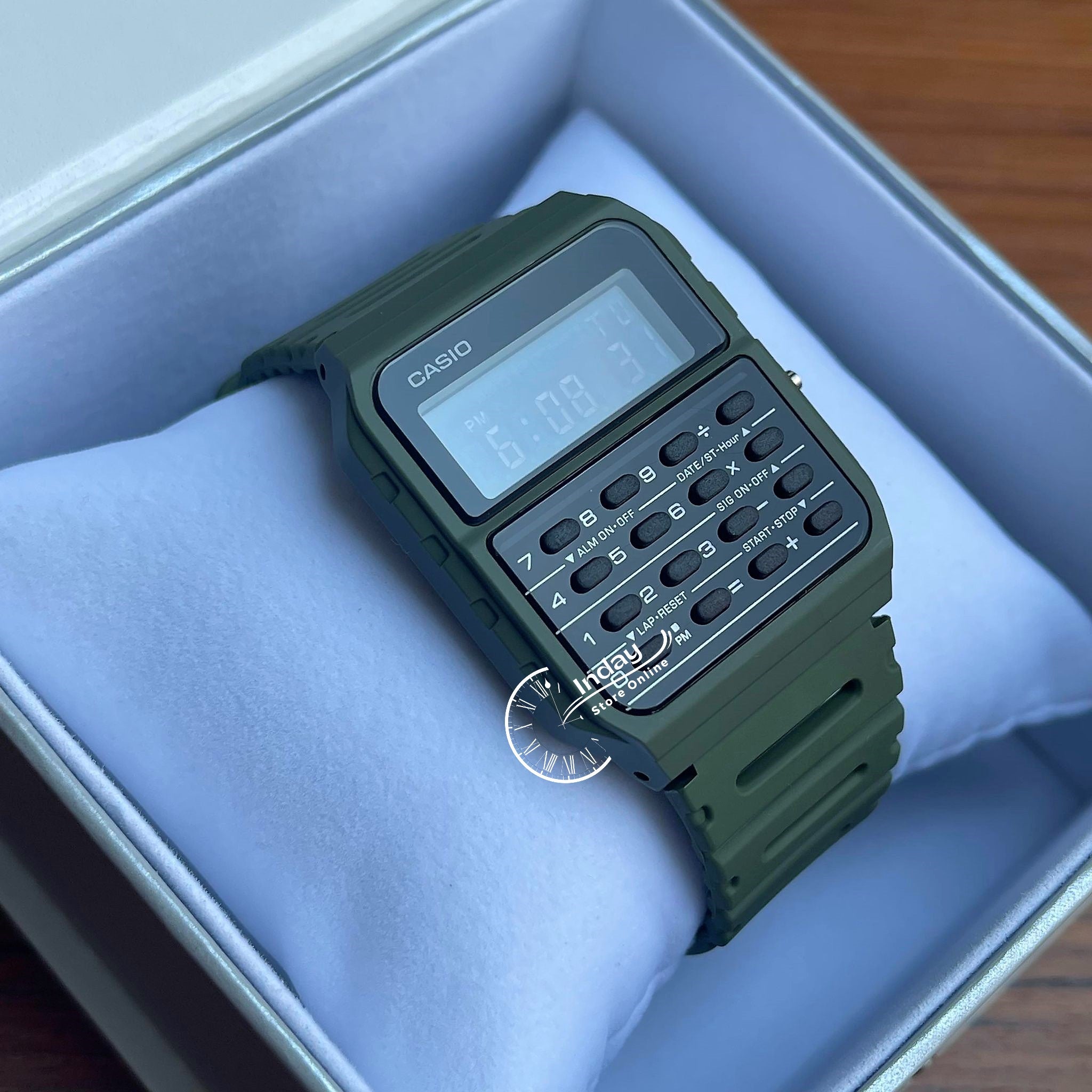 Green casio calculator discount watch