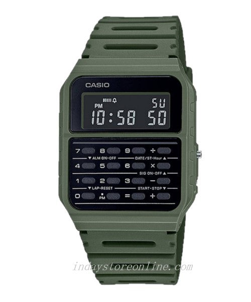 Casio Digital Unisex Watch CA-53WF-3B Calculator Digital Green Color Resin Band Resin Glass Battery Life 5-Years