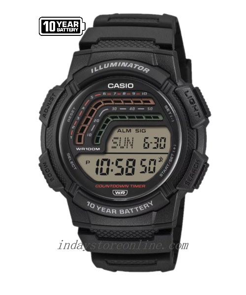 Casio Digital Watch WS-1800-1A Resin Band Resin Glass Battery Life: 10 Years