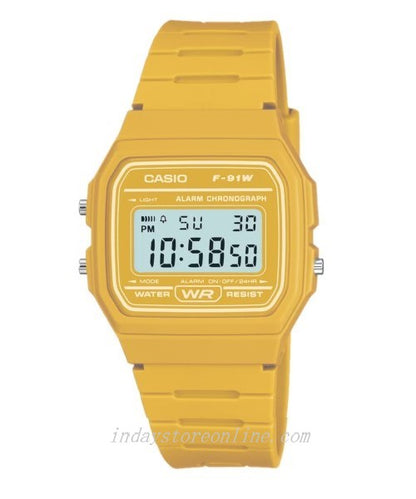 Casio Digital  Women's Watch F-91WC-9A Digital Yellow Color Resin Band Resin Glass