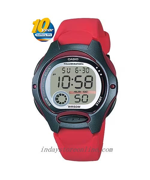 Casio Digital Women's Watch LW-200-4A Digital Resin Red Color Band Resin Glass Battery Life: 10 Years