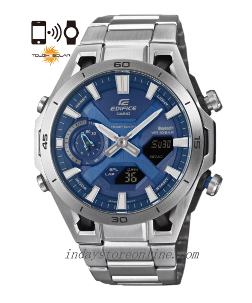 Casio Edifice Men's Watch ECB-2300D-2A Mineral Glass Stainless Steel Band Mobile Link Bluetooth Tough Solar