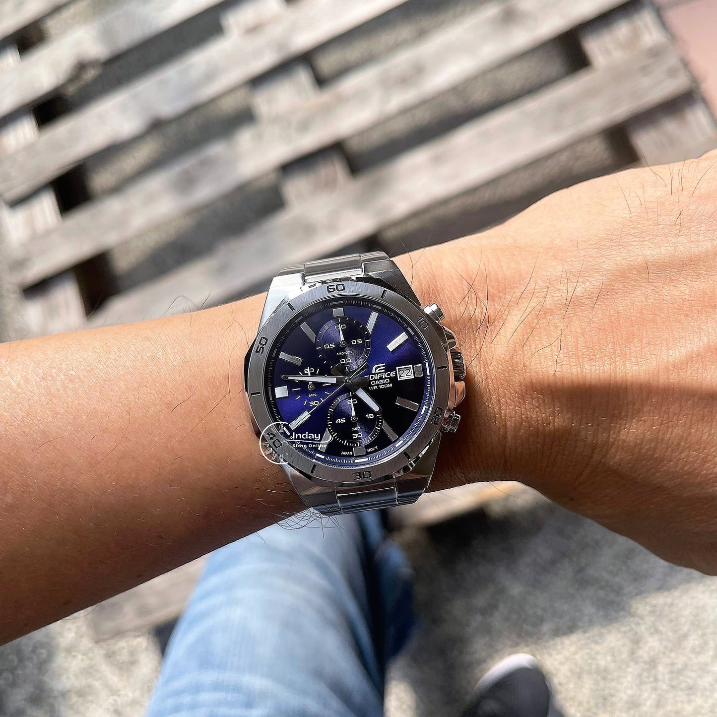 Casio Edifice Men's Watch EFV-640D-2A Stainless Steel Band One-touch 3-fold Clasp