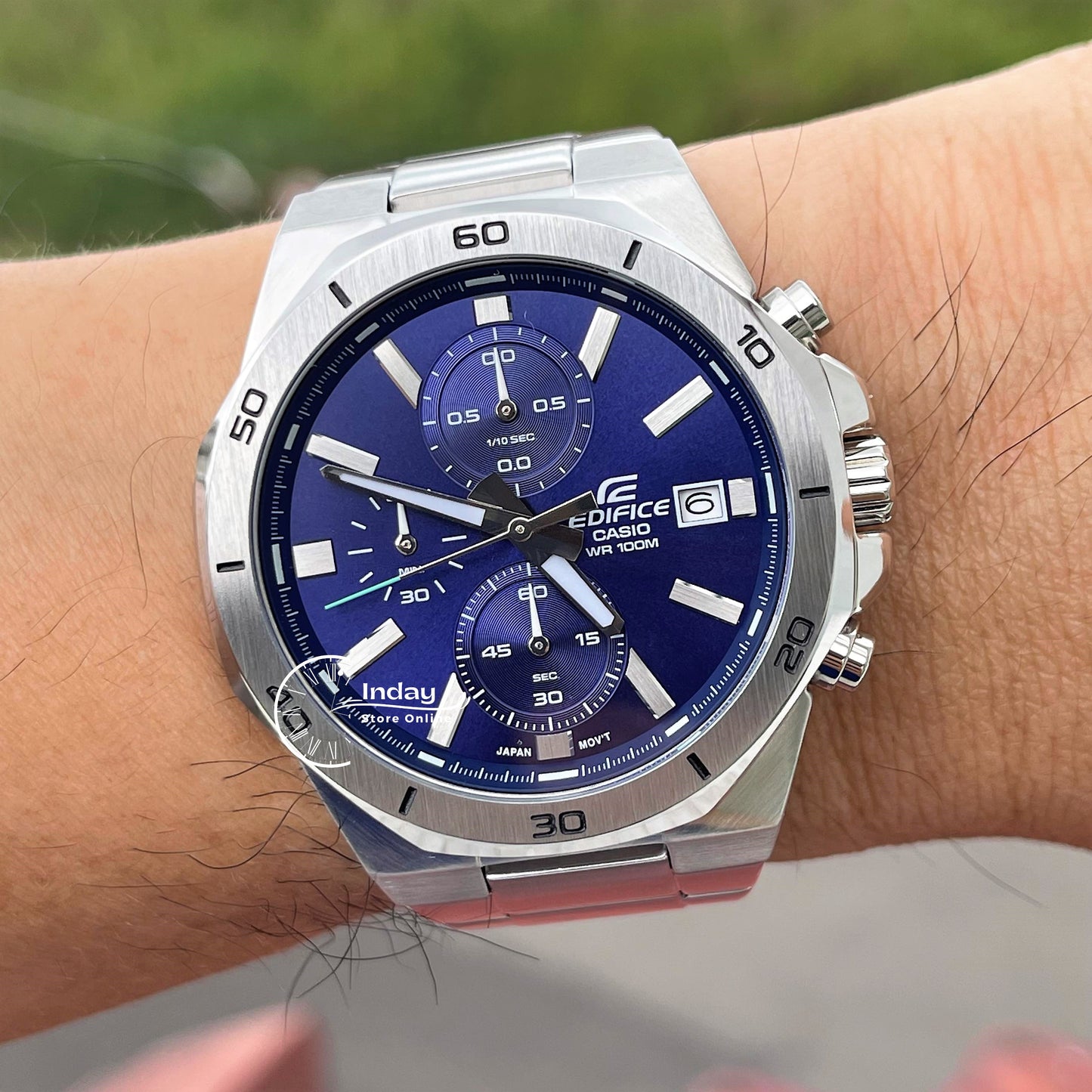 Casio Edifice Men's Watch EFV-640D-2A Stainless Steel Band One-touch 3-fold Clasp