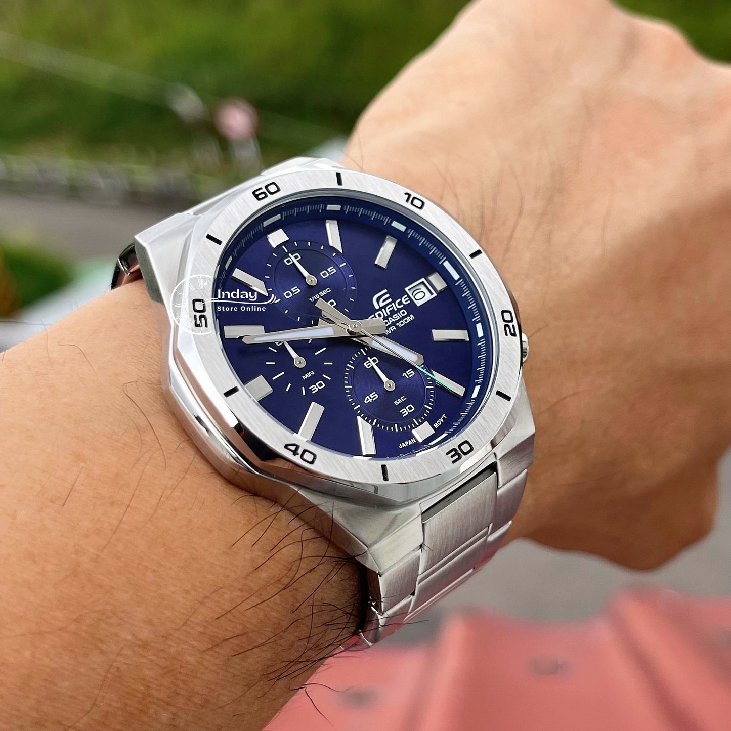 Casio Edifice Men's Watch EFV-640D-2A Stainless Steel Band One-touch 3-fold Clasp