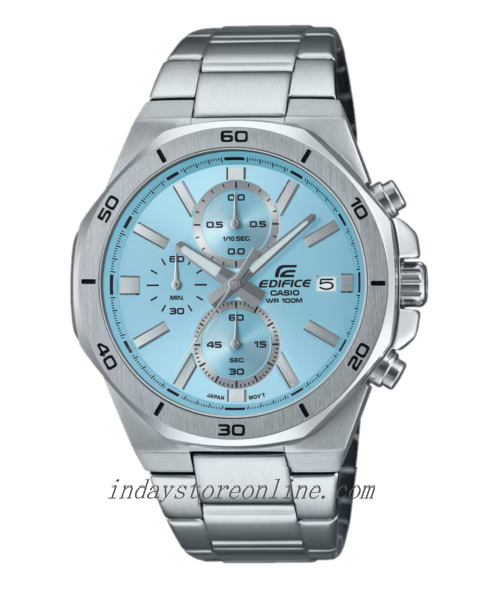 Casio Edifice  Men's Watch EFV-640D-2B Mineral Glass Stainless Steel Band