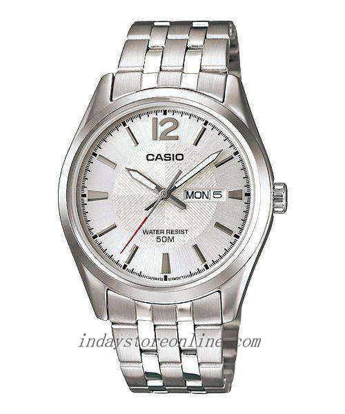 Casio Fashion Men's Watch MTP-1335D-7A Stainless Steel Band Triple-fold Clasp