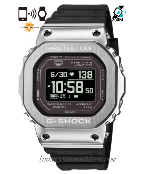 Casio G-Shock G-Squad Men's Watch GM-H5600-1 Resin Band Mineral Glass Shock Resistant Mobile Link Bluetooth Tough Solar