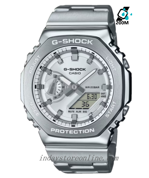 Casio G-Shock G-Steel Men's Watch GM-2110D-7A Stainless Steel Band Shock Resistant Mineral Glass