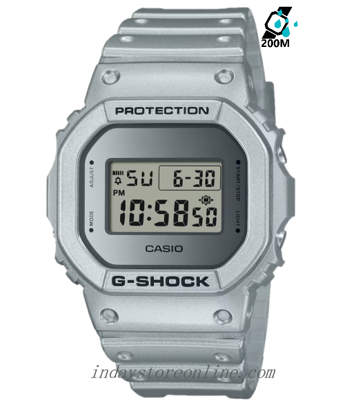 Casio G-Shock Men's Watch DW-5600FF-8 Digital 5600 Series Retrofuturistic Designs In Metallic Silver