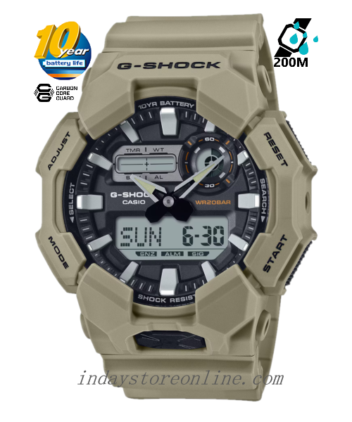 Casio G-Shock Men's Watch GA-010-5A Bio-based Resin Band Shock Resistant Mineral Glass Battery Life 10-Years