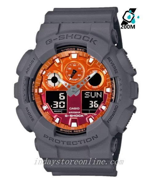 Casio G-Shock Men's Watch GA-100FL-8A Mineral Glass Shock Resistant Magnetic Resistant