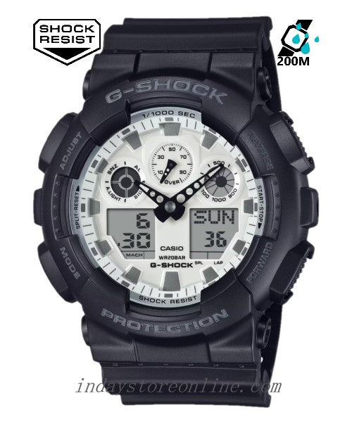 Casio G-Shock Men's Watch GA-100WD-1A Resin Band Mineral Glass Shock Resistant Magnetic Resistant