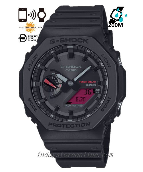 Casio G-Shock Men's Watch GA-2100BBR-1A Analog-Digital Matte Black Carbon Core Guard Shock Resistant