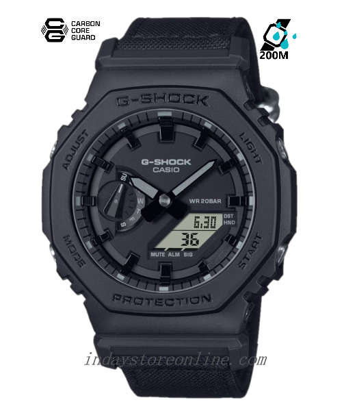 Casio G-Shock Men's Watch GA-2100BCE-1A Analog-Digital Cloth Band Shock Resistant Carbon Core Guard Structure