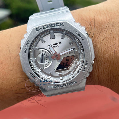 Casio G-Shock Men's Watch GA-2100FF-8A Analog-Digital 2100 Series Retro-Futuristic in Metallic Silver
