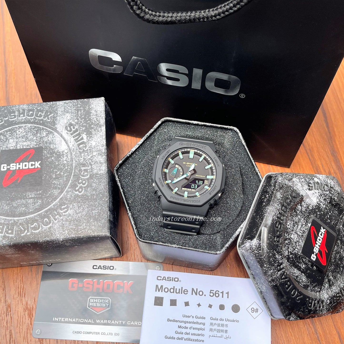 Casio G-Shock Men's Watch GA-2100RC-1A Analog-Digital 2100 Series Rusted Metal Design Neoclassic Black