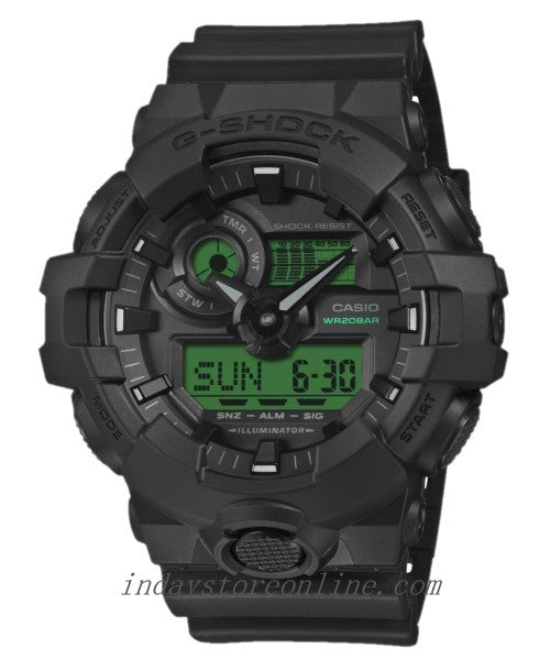 Casio G-Shock Men's Watch GA-700BEG-1A Mineral Glass Resin Band Shock Resistant Black Battery Life: 5 Years
