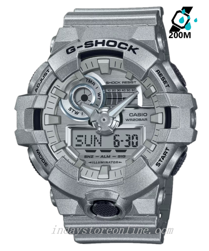 Casio G-Shock Men's Watch GA-700FF-8A Analog-Digital GA-700 Series Retro-Futuristic in Metallic Silver Vintage Visions