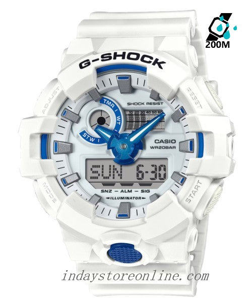 Casio G-Shock Men's Watch GA-700HDS-7A Analog-Digital White & Silver Dial Shock Resistant