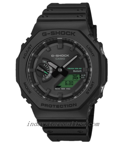 Casio G-Shock Men's Watch GA-B2100BEG-1A Mineral Glass Resin Band Shock Resistant Carbon Core Guard Structure Black Bluetooth Tough Solar