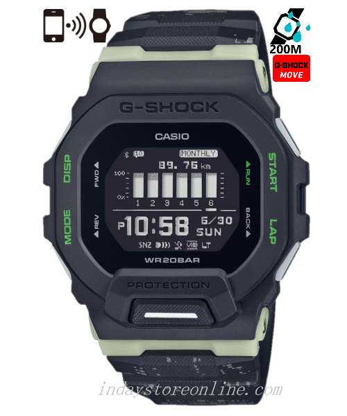 Casio G-Shock G-Squad Men's Watch GBD-200LM-1 GBD-200 Series Sports Watch Line With a Luminescent Camouflage Pattern Band