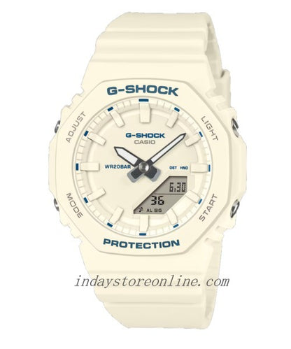 Casio G-Shock Women's Watch GMA-P2100BA-7A Mineral Glass Resin band Shock Resistant Ivory White Battery Life: 3 Years