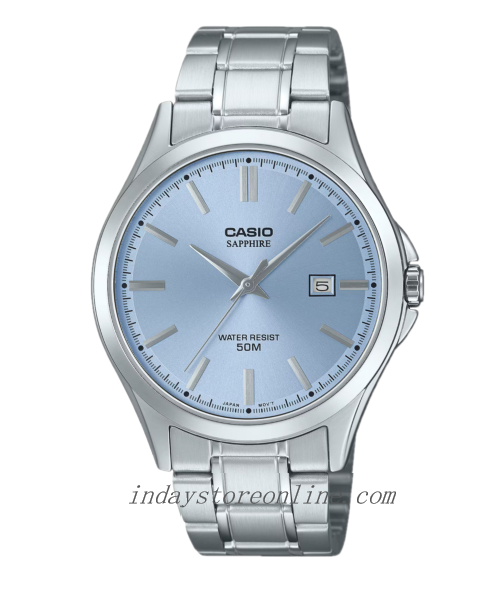 Casio Men's Sapphire Glass Watch MTS-115D-2A2 Stainless Steel Band Battery Life: 3 Years