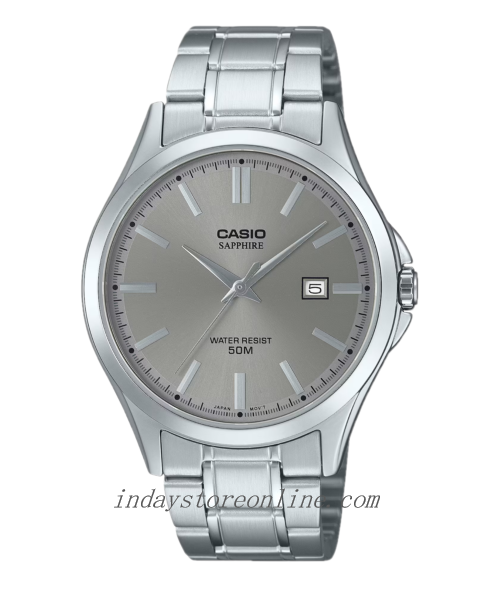 Casio Men's Sapphire Glass Watch MTS-115D-8A Stainless Steel Band Battery Life: 3 Years