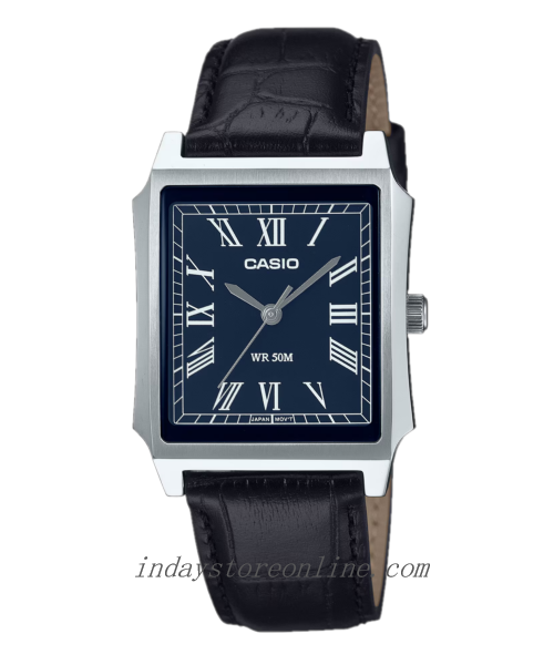 Casio Men's Watch MTP-B190L-2B Mineral Glass Classic design Genuine Leather Band