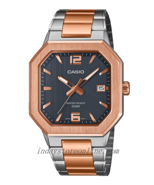 Casio Men's Watch MTP-B195RG-2A Mineral Glass Stainless Steel Band BatteryLlife: 3 Years