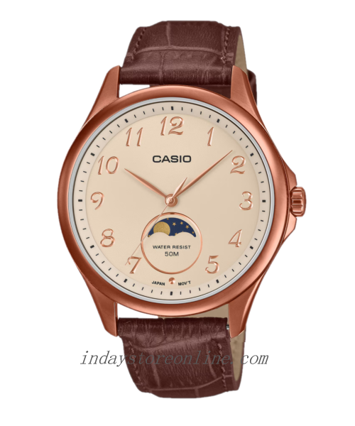 Casio Standard Men's Watch MTP-M110RL-5A Mineral Glass Genuine Leather Band