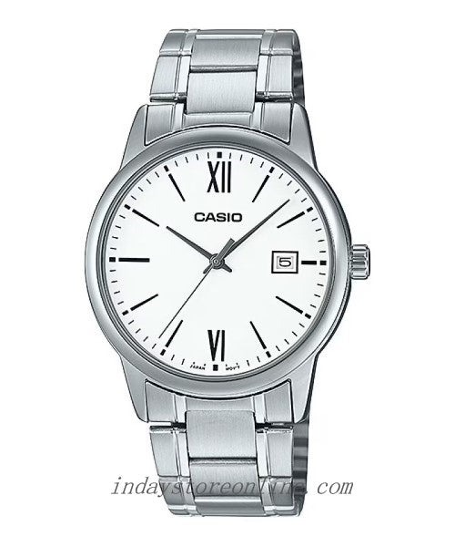 Casio Standard Men's Watch MTP-V002D-7B3 Analog Stainless Steel Band Triple-fold Clasp Mineral Glass