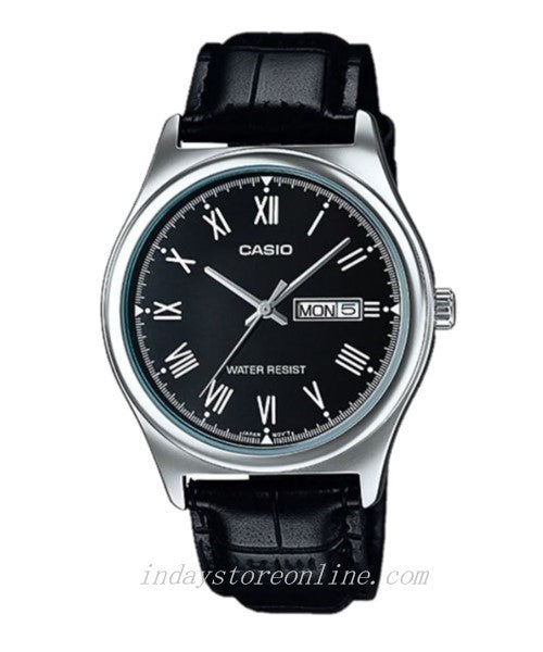 Casio Standard Men's Watch MTP-V006L-1B Enticer Men Black Leather Strap Mineral Glass