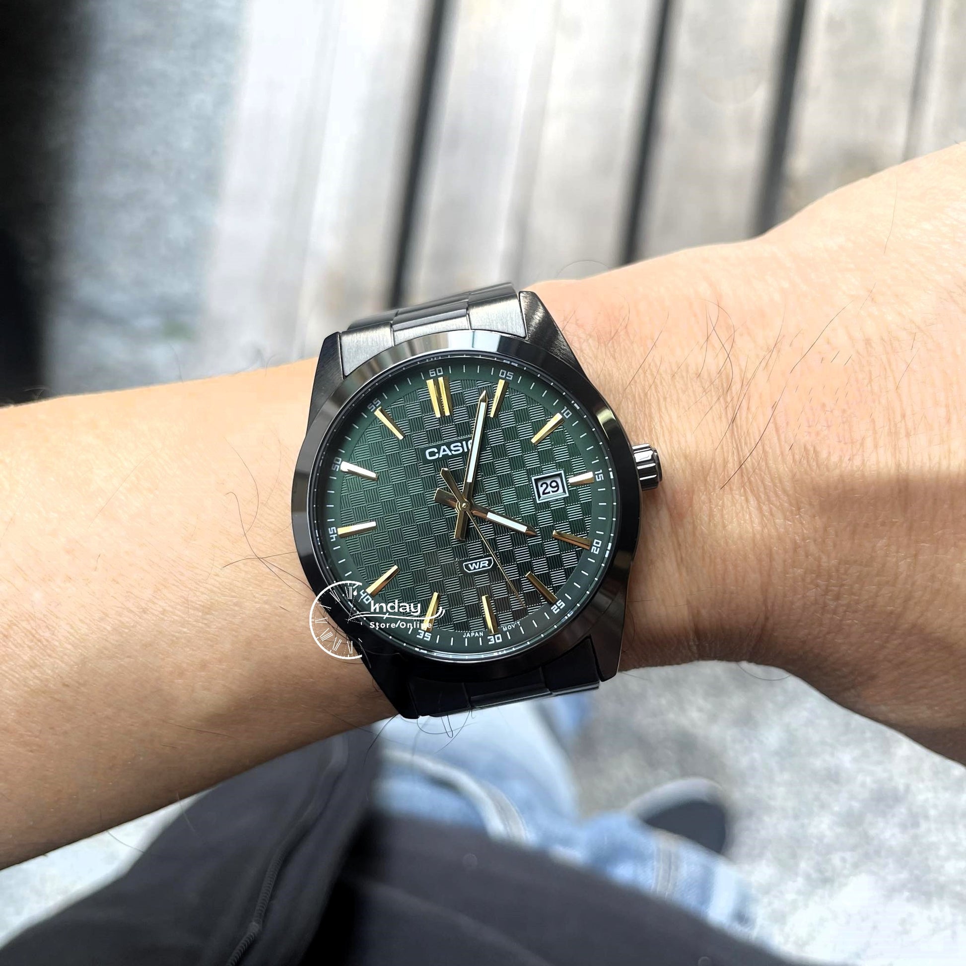 Casio Men's Watch MTP-VD03B-3A Black Color Stainless Steel Band