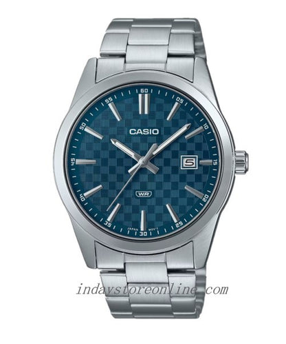 Casio Men's Watch MTP-VD03D-2A2 Stainless Steel Band Triple-fold Clasp Mineral Glass