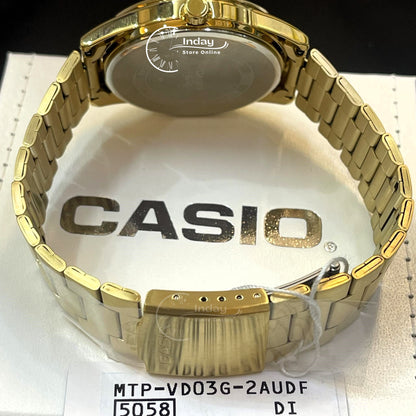Casio Men's Watch MTP-VD03G-2A Stainless Steel Band Triple-fold Clasp Mineral Glass