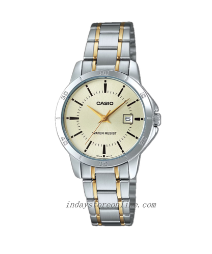 Casio Standard Women's Watch LTP-V004SG-9A Mineral Glass Triple-fold Clasp Stainless Steel Band