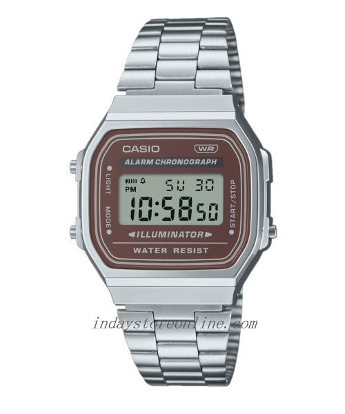 Casio Vintage Unisex Watch A168WA-5AY Resin Glass Stainless Steel Band Adjustable Clasp Battery Life 7 Years