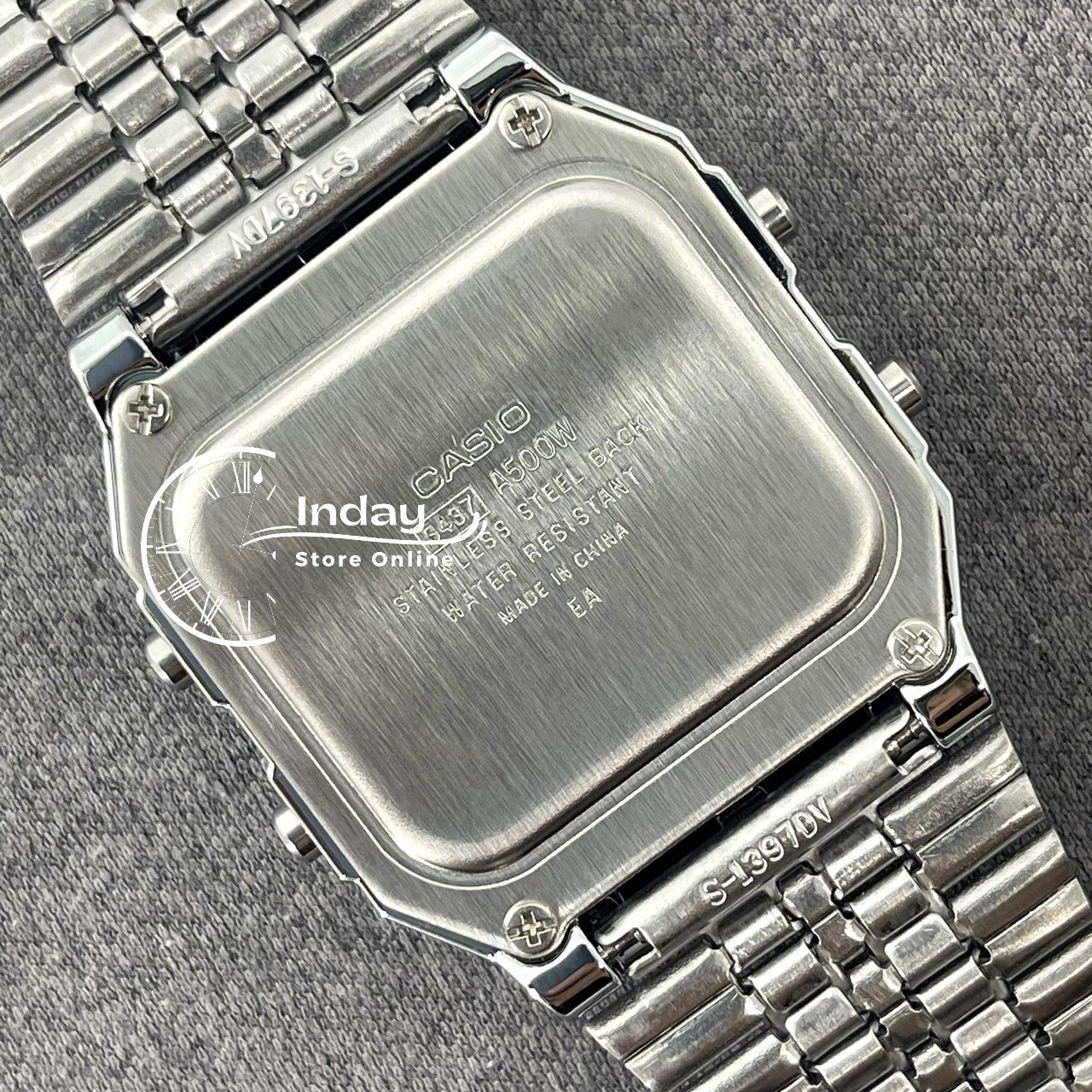 Casio Vintage Unisex Watch A500WA-1 Silver Plated Stainless Steel Self-adjustable Band