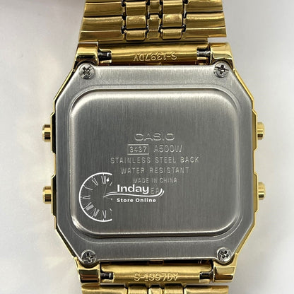 Casio Vintage Unisex Watch A500WGA-1 Gold Plated Stainless Steel Self-adjustable Band