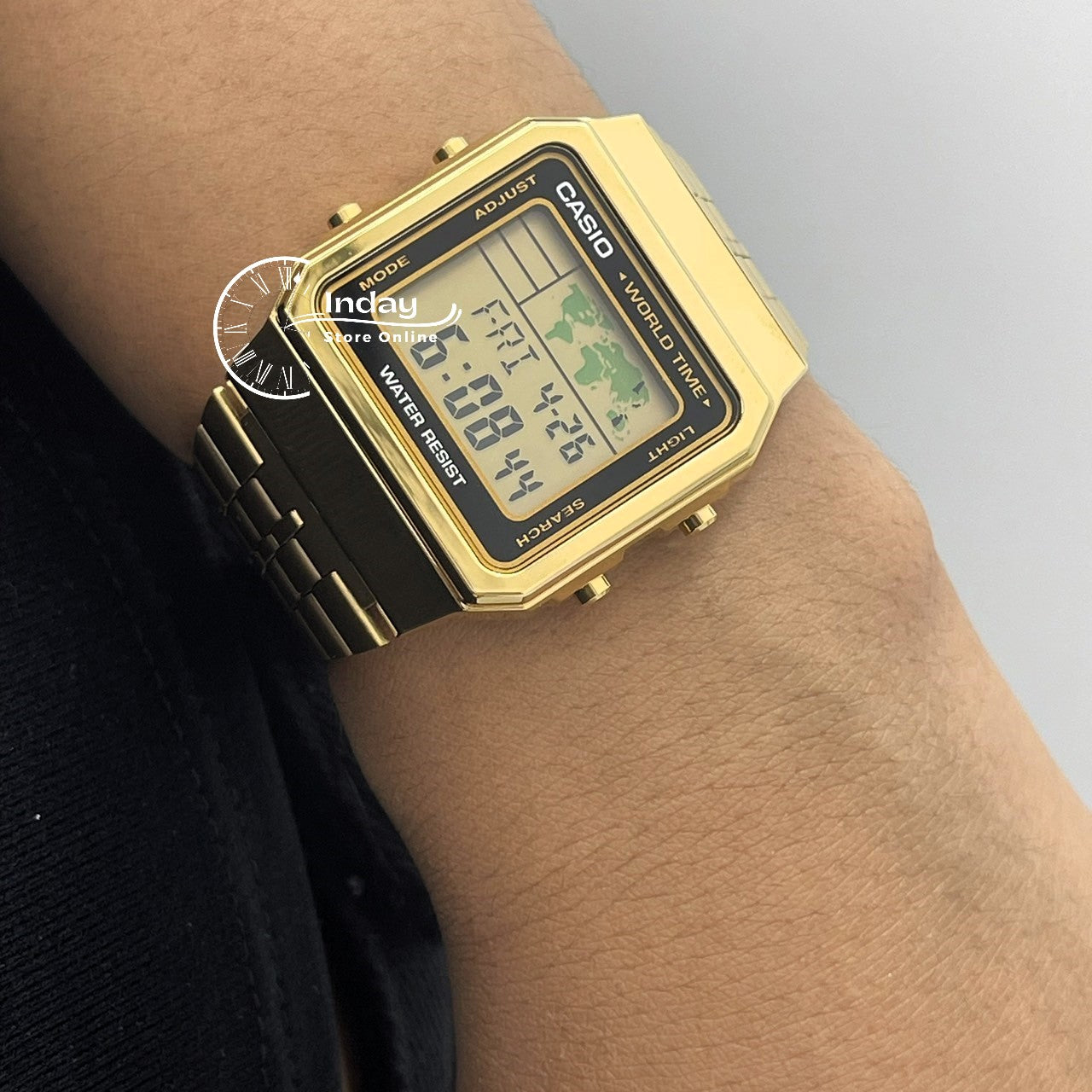 Casio Vintage Unisex Watch A500WGA-1 Gold Plated Stainless Steel Self-adjustable Band